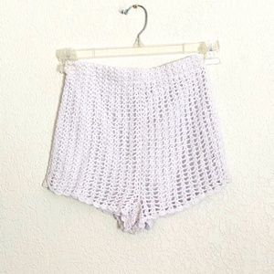 Millau | White Crochet High Waisted Shorts Small